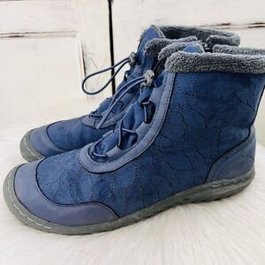 JBU by Jambu Tandee Blue Textile & Faux Fur Trimmed Waterproof Boots - 7.5M